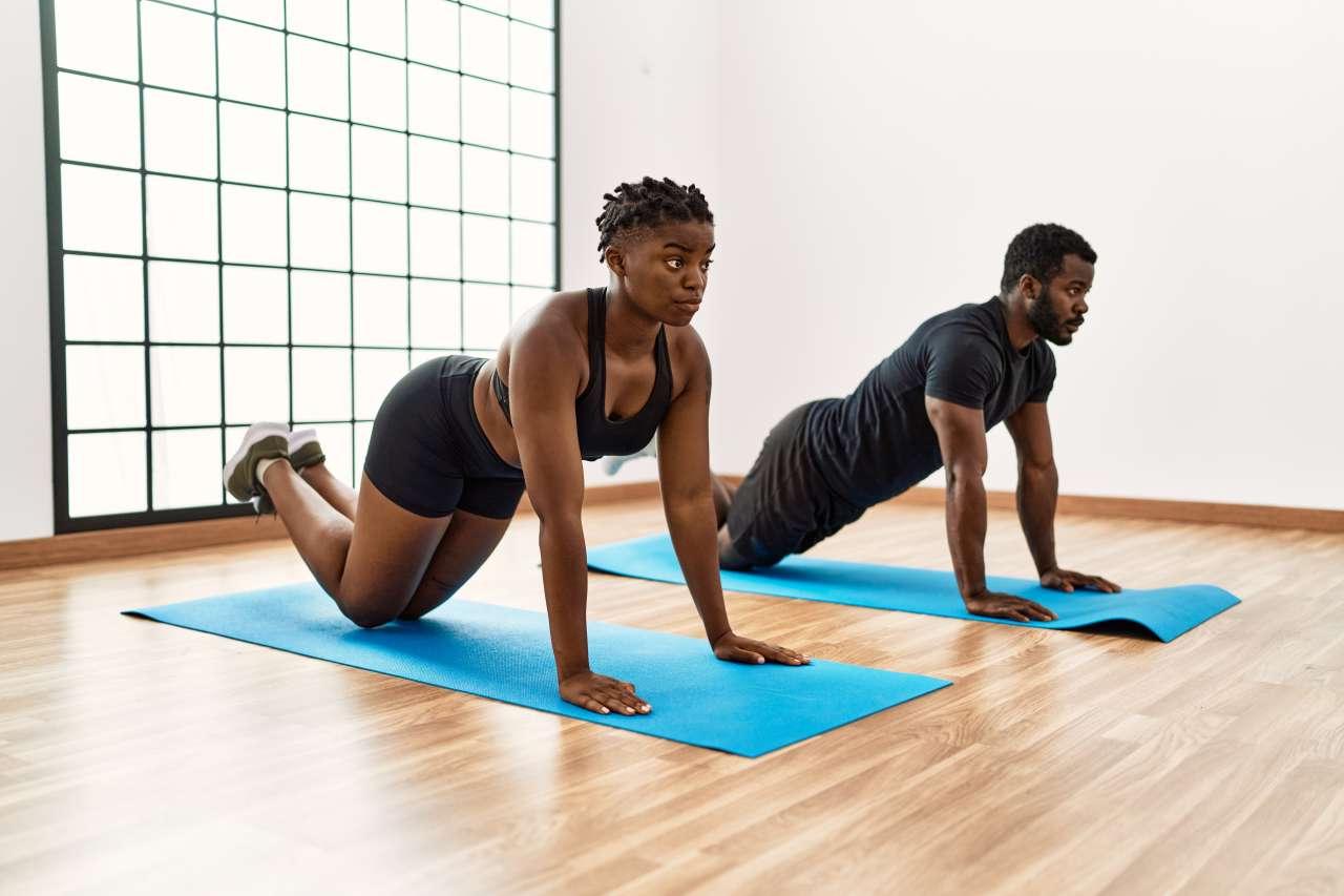 Black couple exercising